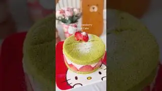 Matcha Strawberry Mousse Cake #matcha #matchastrawberrycake #mousse #matchacake