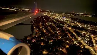 Late night downtown Madison flyby and landing - United Airlines - Embraer ERJ-175