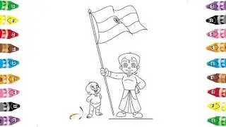 Chota bheem with india flag drawing and colouring book for kids/coloring page/toddlers for kids