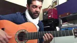 Jose Carlos Gómez con su nueva guitarra Conde Atocha.