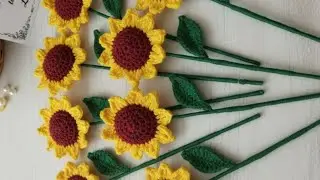 Easy to make crochet sunflower, sunflower making with wool, home decoration idea with wool # diy 