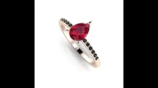 Calista: Red & Black. Gothic inspired ruby and black diamond engagement ring.
