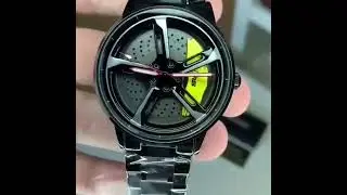Luxury Sports Wheel Wristwatch &ndash; Black & Neon Green Auto-Inspired Design || Link in Bio 🔗 ||