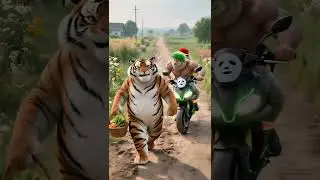 Orange cat and tiger, great friendship #cat #aicat #fatcat #orangecat #aicatfunny