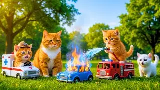 🚒 A Kitten&rsquo;s Dream! Hardworking Mama Cat Makes the Fire Truck Wish Come True 😭❤️