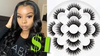 CHEAP LASHES FROM AMAZON | $1 FAUX MINK LASHES
