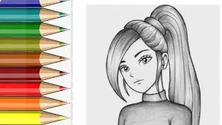 Anime Girl drawing ,colouring,painting for kids .