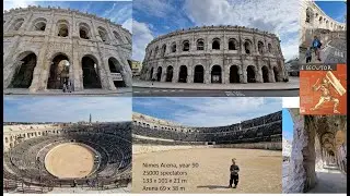 Nimes Arena or  Roman Amphitheater of  Nimes, 133 x 101 m, built 100 AD, super UNESCO WHS in France