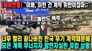 [해외반응] “이봐, 이런 건 계약 위반이잖아;;” 너무 빨리 끝나버린 한국 무기 계약때문에 모든 계획 무너지자 망연자실한 유럽 상황