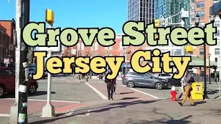 Walking on Grove Street in Jersey City, New Jersey, USA | The commercial part of the street