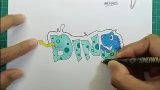 How to Easy Way to Draw Simple Graffiti with Baby Dino Characters