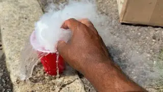 Solid carbon dioxide dry ice vs Hot water