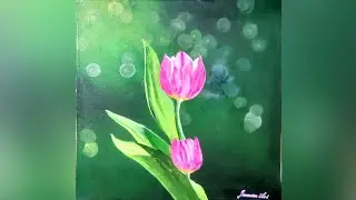  Pink Tulip Acrylic Painting |Blooming Grace |  Step by Step