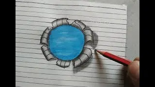 How to Draw a 3D Water Hole Paper Drawing !! Easy Learn Steps