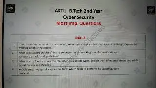 Cyber security most important questions || Unit-3 || second year || Aktu 