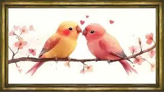 Valentine Love Birds &mdash; 4K Framed TV Art Screensaver