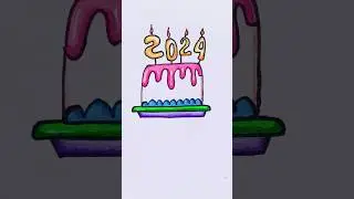 ✨ 2024 New Year Cake 🎂 drawing and colouring