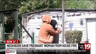 Neighbor rescues pregnant woman from 2nd story window during Akron house fire