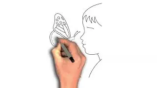 Easy to draw Butterfly landing on a child&rsquo;s finger drawing image