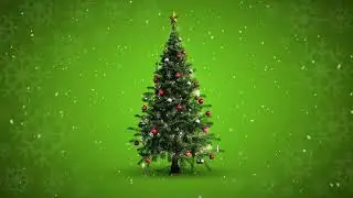 Snow Falling Animation Over Christmas Tree | Green Background Video