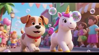Puppy and Unicorn Bubble Parade 🐶🦄🫧🎶 | Nursery Rhymes & Kids Songs