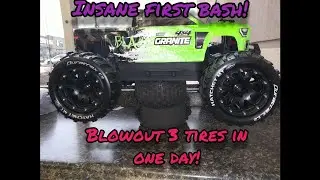 Crazy First Arrma Granite 4x4 3s BLX BASH! Blow 3 Tires In ONE DAY! Better Than Xmaxx At Wheelies?!!