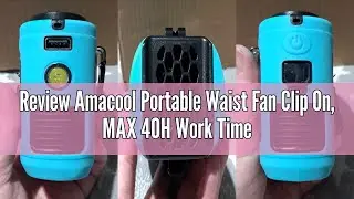 Review Amacool Portable Waist Fan Clip On, MAX 40H Work Time, 10000mAh Rechargeable Wearable Shirt f