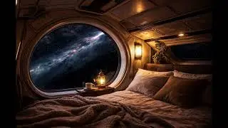 Cozy Spaceship Cabin 🌌 1 Hour Space Ambience | Gentle Engine Hum & Drifting Stars