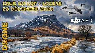 Crues du Lot en Lozère : paysages méconnaissables vus du DJI Air 3 🚁 (23 décembre 2025)
