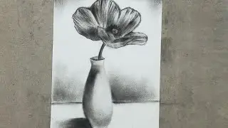 How to draw Flower vase easy | Charcoal drawing | Drawing Tutorial | step by step