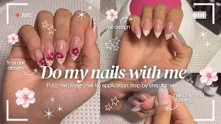 SIMPLE & CUTE Gel x Nail Design 🐯🌸 | nail tip application, the design, step by step tutorial |