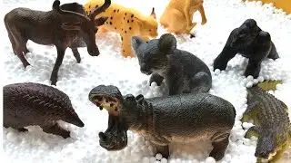 Animais Selvagens de Plástico no ISOPOR - Brinquedos para crianças - Gorila Canguru Jacaré Lince