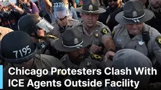 Protesters Clash With Police OutsideChicago ICE Faciltily Amid Trump'sMigrant Crackdown | US