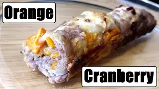Sausage Roll Sunday - orange, cranberry, and beer Bratwurst waffle stick with thin pizza dough crust