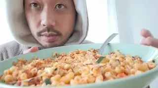 ASMR PASTA  (EATING SOUNDS & STORYTIME STEEL ROD TURNED INTO NEEDLE)