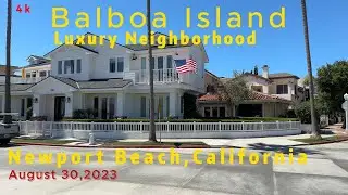 Walking Balboa Island luxury neighborhood in Newport Beach,California | Million dollar houses