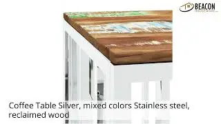 Coffee Table Silver miXed colors Stainless steel reclaimed wood