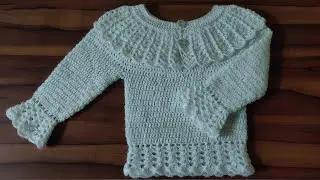 How to make beautiful crochet sweater/top  for 3 to 7 year girl ( with English subtitle)