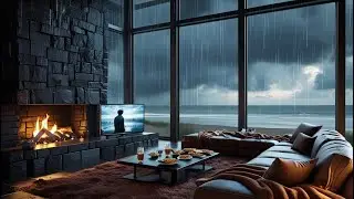 Soothing Sounds of Crackling Fire and Ocean Rain | Best Relaxation and Stress Relief - 10 Hours