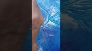 S5 How to intentionally pour acrylic paint to shape a white stallion rearing in the sea #fluidartist