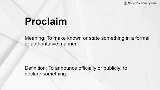 Proclaim Meaning