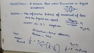 assertion  a convex lens when immersed in liquid disappear