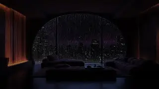 Midnight Rain in NYC 💦 | Cozy Living Room ASMR - Perfect for Stress Relief & Meditation