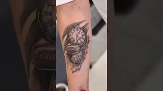 realistic clock tattoo#shorts #viral #mustwatch #tattoo #trending #tattooar #tattooshorts #tattoos