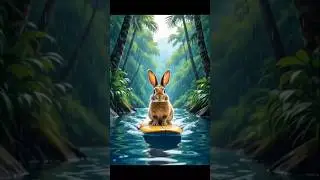🌊🐇 Surfing Bunny Adventure | Cute Rabbit Riding the Waves #shorts