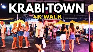 KRABI TOWN Night Walking Tour | THAILAND 🇹🇭 4K
