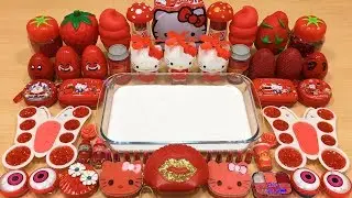 Series RED HELLO KITTY Slime ! Mixing Random Things into GLOSSY Slime! Satisfying Slime Videos #103
