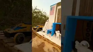 Rc Defender Towing Moon Rover Shuttle in Mud