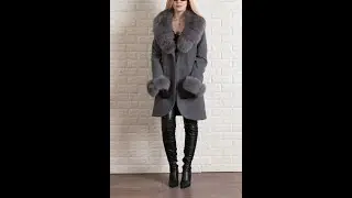 Gray Cashmere Wool Coat With Fox Fur Shawl Collar and Cuffs(detachable)