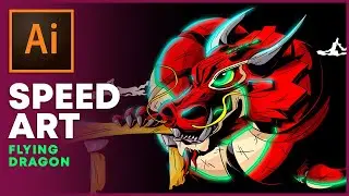 Illustrating a Flying Dragon in Adobe Illustrator | Speed Art Process | jey wee